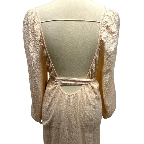 Reformation NWT Milana Blush Crepe Cotton Scoop Neck Long Sleeve Maxi Dress 8 - Picture 12 of 16